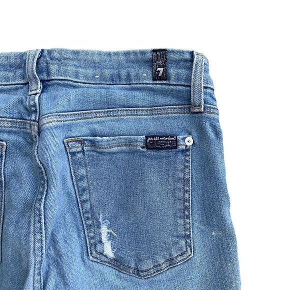 7 For All Mankind Distressed Light Wash Skinny Jeans - Picture 9 of 9